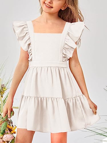 Imily Bela Girls Square Neck Summer Dress Ruffle Sleeve A-line Swing Casual Party Mini Dresses 5-14 Years2