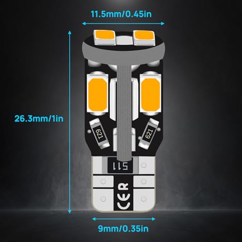 Alopee 10 Stück Innenraumbeleuchtung Birne,501 Gelb 12V Birne Boot RV Camper Kofferraumlicht Glühbirne