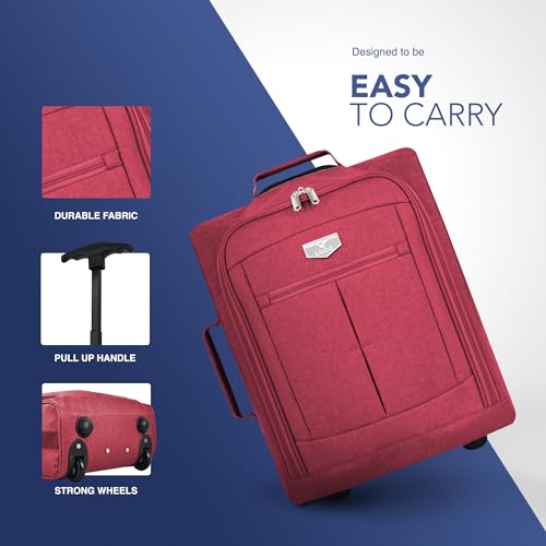 KEPLIN Cabin Approved Lightweight Travel Bag with Wheels, Hand Luggage Suitcase Trolley, Carry on Case, Flight Bag (Red/Black) - Image 6