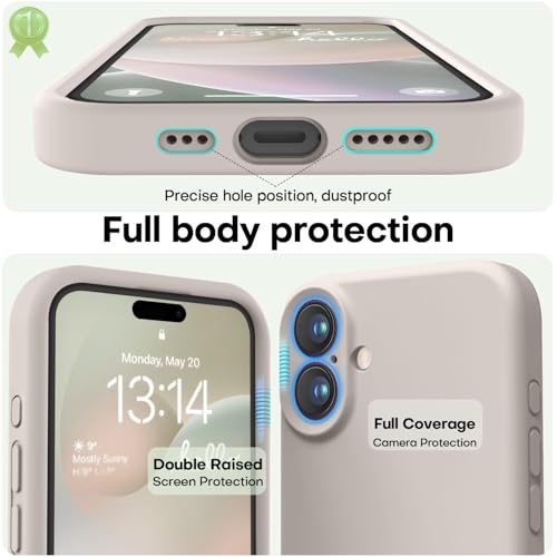 Image of LOVE 3000 Designed for iPhone 16 Case, Premium Silicone with [Soft Anti-Scratch Microfiber Lining] Shockproof Protective Phone Case for Men Women Girls 6.1 inch, Stone