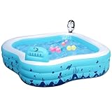 Inflatable Swimming Pool, Kids Pool with Sprinkler, 97' X 90' X 20' Full-Sized Family Blow Up Pools, Above Ground Backyard Pool with Seat, Summer Water Center for Age 3+(Blue)