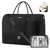 LOVEVOOK Convertible Garment Duffel Bag for Travel, carry on bag With Toiletry Bag, weekender bags for Women With Shoe Compartment, 2 in 1 Hanging Suitcase Travel Duffle Bag，Black