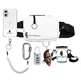Advanced Festival Safety Bundle White – Anti-Theft Phone Strap Tether Lanyard, Mini Lock, Fanny Pack with Phone Leash, Can Cooler, Bottle Opener – Secure Your Belongings at Festivals & Events