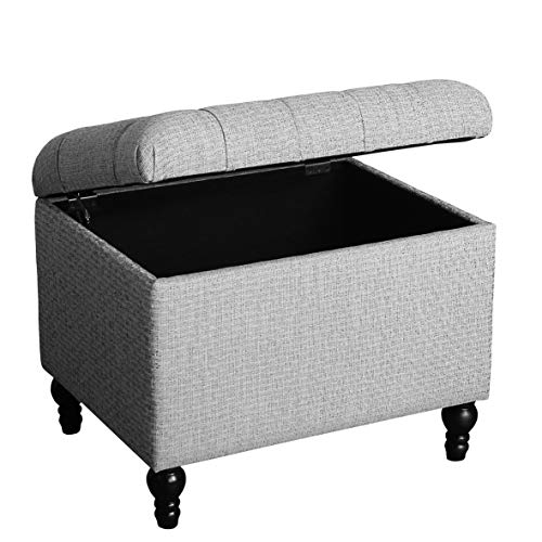 Image of HomePop 24 inch Button Tufted Storage Ottoman - Pewter Gray