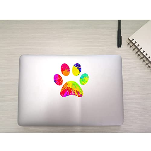 Image of 2 Pack 5.1 inch Rainbow Tie Dye Cat Dog Pawprint Reflective Vinyl Car Decals Stickers Van Trucks Women Men Motorcycle Laptop Decals Skateboard Bike Bumper Window