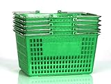 Shopping Basket (Set of 5) Durable Green Plastic with Metal Handles