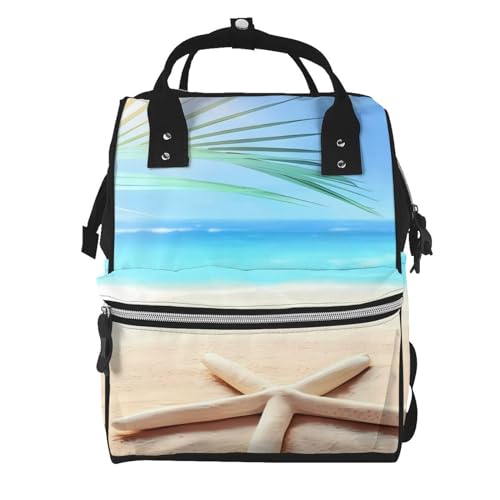 Sac à dos maman pour l'été et la plage sac à langer noir imperméable multifonction