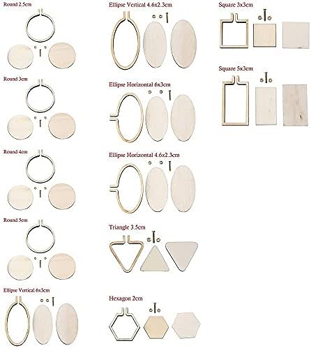 Tiny Round Wooden Embroidery Hoop Frame Kit Miniature Hoops Jewelry DIY Mini Oval Hoop Necklace Brooch Hoop Succulents Pendant Gift (Set of 12) image 4