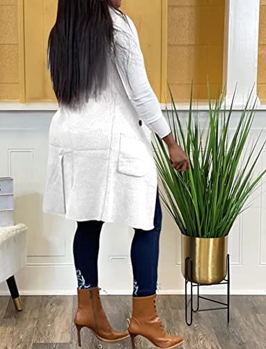 Image of Women's Casual Sleeveless Long Sweater Vest Open Front Cardigan Waistcoat