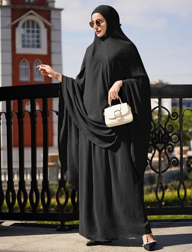 ODIZLI Women's Muslim Islamic Two-piece Outfits Hijab Dress Abaya and Loose Skirt Full Cover Kaftan3