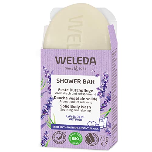 Weleda Gel de Banho Sólido Lavanda + Vetiver, fórmula biodegradável e vegana de origem 100% natural, à base de lavanda aromática e notas amadeiradas de vetiver (1x 75g)