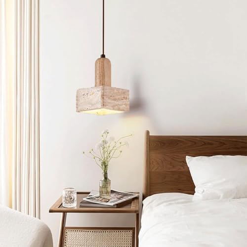 Lustres de chevet de chambre haut de gamme en marbre véritable et bois