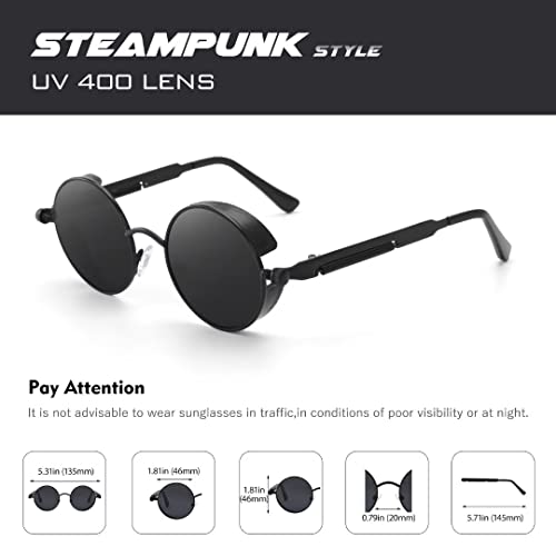 Image of CGID Retro Steampunk Round Polarized Sunglasses Men Womens Metal Circle Frame UV400 Protection E72