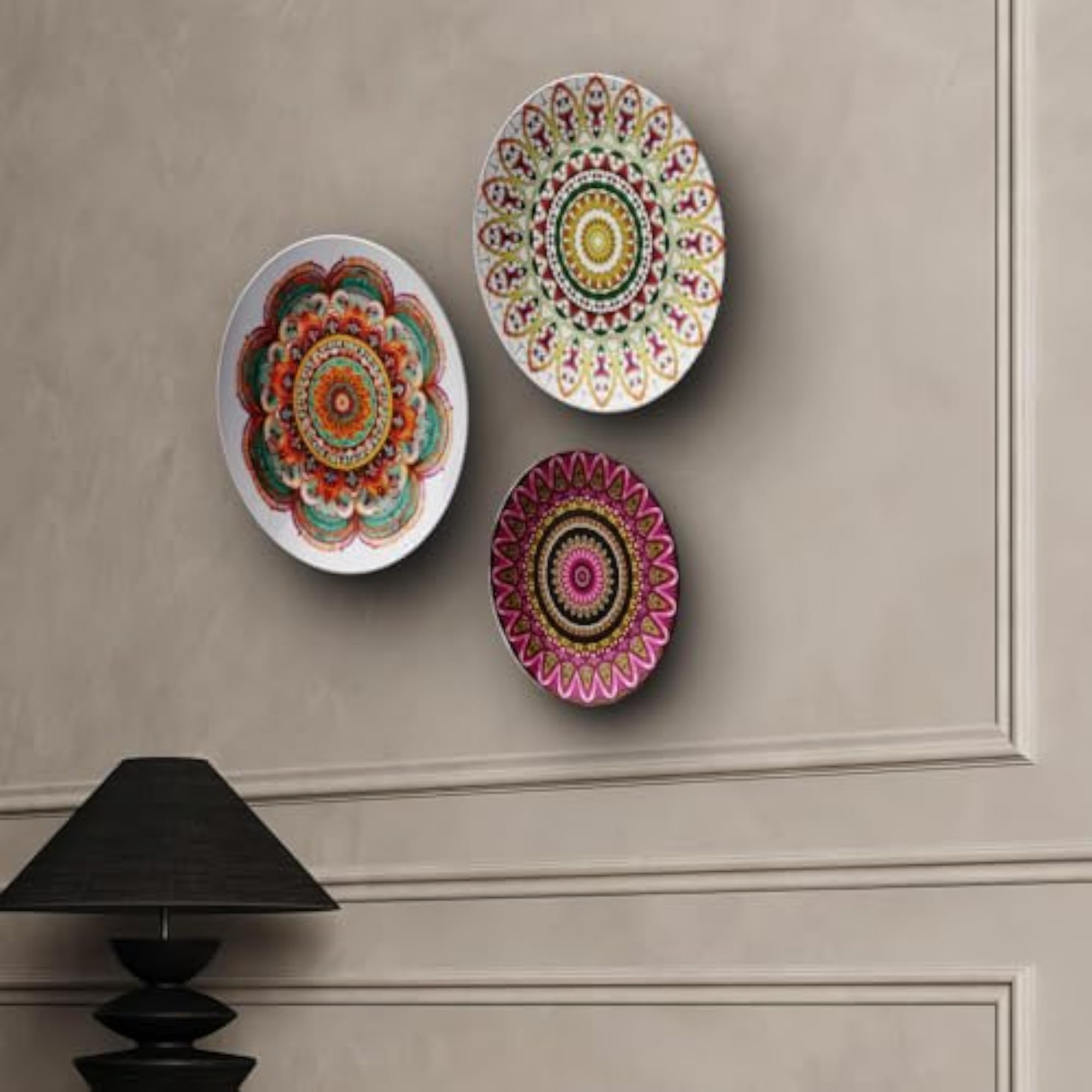 Set of 3 Decorative Mandala Wall Hanging Plates