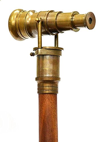 Mahira Nautical Brass Nautical Antique Telescope Finish Walking Stick Wood Cane Replica A