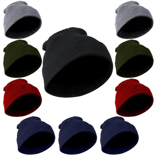 Trail Maker 10 Pack Kids Winter Knit Beanie Hats - One Size, Warm & Cozy for Boys & Girls, Fall & Winter