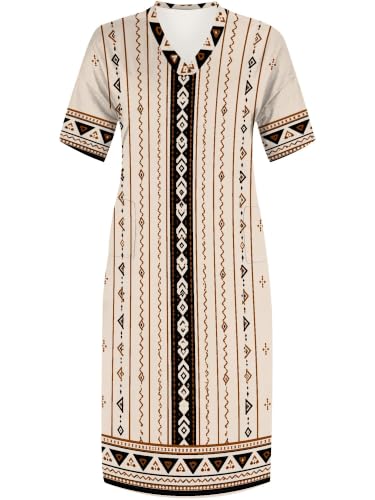 Image of PinkPatty Women's Oversize V Neck Short Sleeve Maxi Dress with Pockets