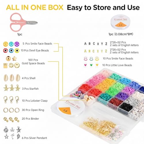 Image of DARK MAGISTER Kids Bracelet Making Kit with Colorful Beads, Rubber Bands, Charms and Tools - DIY Jewelry Craft Box for Children (Beads Set with Letter Cubes)