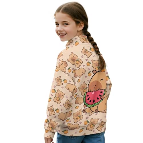 Girls Quarter Zip Up Sweatshirt Long Sleeve Athletic Tops for Outdoor Sport Tennis Golf Shirts for Age 5-142