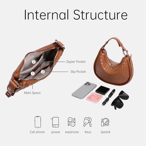 Leather Crescent Bag - Woven Tote & Hobo Handbags - Satchel Bag3