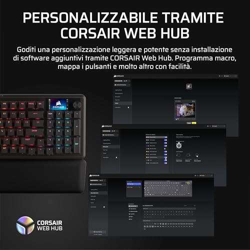 VANGUARD 96 Tastiera Meccanica da Gioco con Cavo – Layout al 96%, interruttori lineari MLX Plasma, polling a 8000 Hz, display LCD, Virtual Stream Deck, SOCD Flashtap, QWERTY IT – Nero - Tastiera gaming - Immagine 11