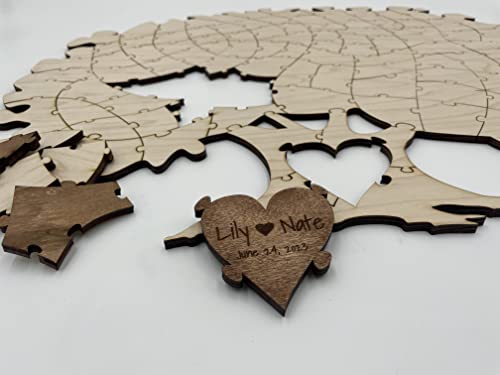 Havoly Personalized Wooden Tree Puzzle Wedding Guest Book Alternative | Custom Engraved Sign In Book Great For Anniversaries, Birthdays, Quinceaneras, Bar/Bat Mitsvahs, Family Reunions, & All Events #TOP2