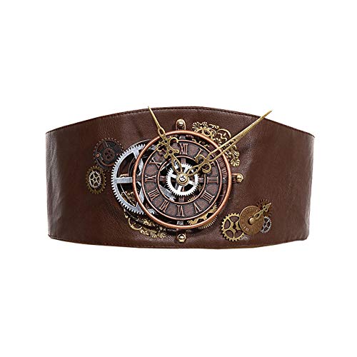 Steampunk Gear Clock Waist Belt Women Accessories Cyberpunk Clothing Decorative Wide Belt Wild Waist Item