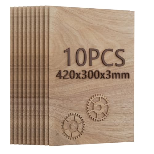 Creatorally Contrachapado 3mm, Tablero Madera Corte Laser A3 10 Piezas, Placa para Grabado Laser para Corte CNC Pirograbado (Nogal Negro)