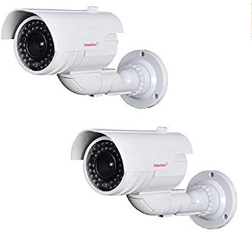 VideoSecu 2 Pack Fake Dummy Imitation Bullet Security Cameras Simulated Decoy Infrared IR LED with Blinking Light DMYIRV2 A2A