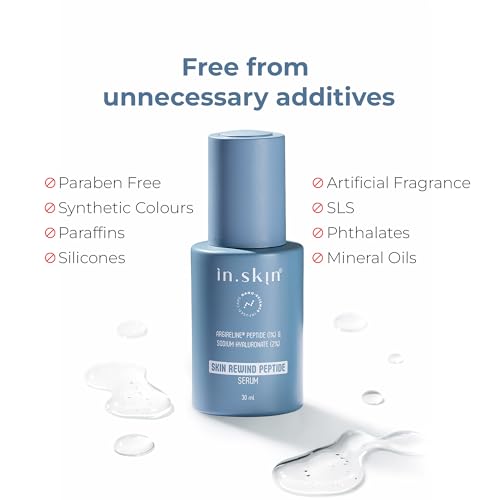 Image of in.skin Skin Rewind Peptide Serum for Face - 1% Argireline Peptide, 2% Niacinamide & Hyaluronic Acid | Nanoplex Technology | Reduces Fine Lines, Wrinkles, Boosts Glow & Hydration | 30 ML