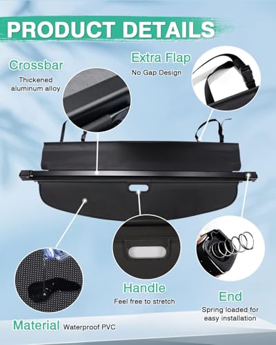 Image of Powerty Cargo Cover for 2019-2026 Acura RDX Accessories, Canvas