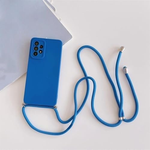 Coque silicone Samsung A22 avec cordon bleu évite les chutes