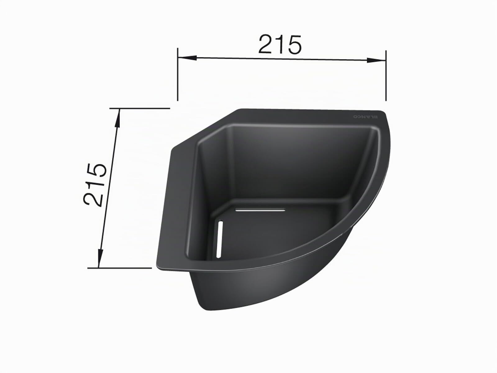 BLANCO 235866 Récipient d’Angle pour Aliments et Vaisselle 1 Pièce Noir 215 x 215 mm