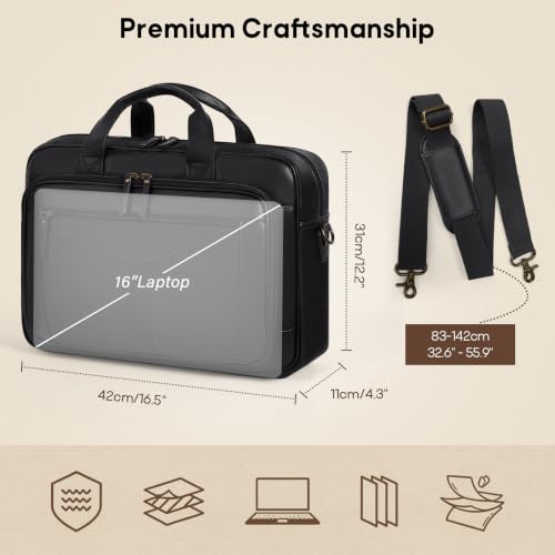 Image of RAINSMORE Messenger Bag for Men 16 inch Vintage PU Leather Laptop Briefcase