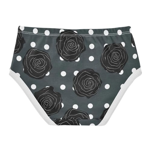 Rose Black White Polka Panties for Girl Girls Underwear Toddlers Cotton Funny Briefs Kids Undies 2t2