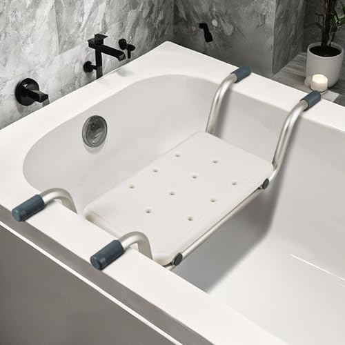 Bath Seat for Adults Elderly - Adjustabler & Rutschfester Bath Bench mit Verstellbarer Sitzlänge (73.5-83.5 cm) Maximal 100 kg Belastung Leichter Bathtub Seat für Senioren Verletzte Personen