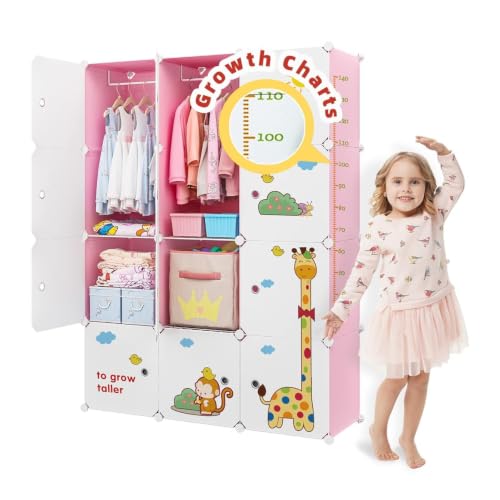 Image of Plastic Wardrobe for Clothes | Plastic Almirah for Kids | 12-Cube Baby Cupboard for Clothes Storage | Portable Collapsible Wardrobe | DIY Kids Almirah for Bedroom - Cute Animal Print
