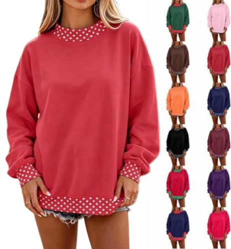 Polka Dot Mock Neck Sweatshirt Women Fleece Crew Neck Polka Dot Sweatshirt - image 1