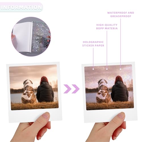 18 Sheets Holographic Sticker Paper, VEINARDYL Transparent A4 Size Self-Adhesive Lamination Waterproof Sticker Paper, Clear 11.7 x 8.3in Snowflakes Patterns Cold Lamination Film - 3 Styles