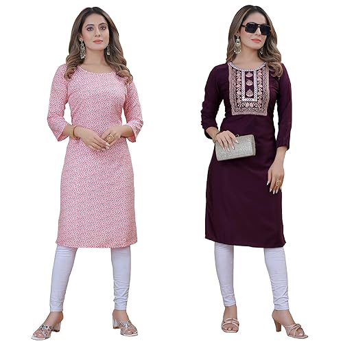 Image of Women's Multicolor Fancy Crepe Kurta (Pack of 2)||Kurta for Women