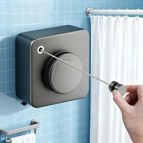 Retractable Clothesline Indoor & Outdoor – 16.8 Ft Non-Sagging Heavy-Duty Stainless Steel Clothes Line for Apartments, Bathrooms, Balconies & RV Walls, Space-Saving Laundry Line