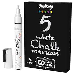 Witte Krijtpennen – Wit Droog Wis Krijtpennen voor Krijtbord Borden, Ramen, Blackboard, Glas, Bistro | 6mm Omkeerbare…