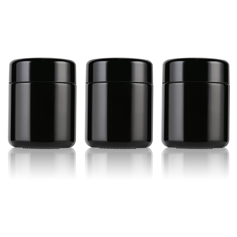 MOFIST 50g Black Ultraviolet Glass Jar with Lid,50ml Storage jars,Refillable Containers Jar,Ideal for Long term storage Leaf,Coffee,Spices (E: 50ml)
