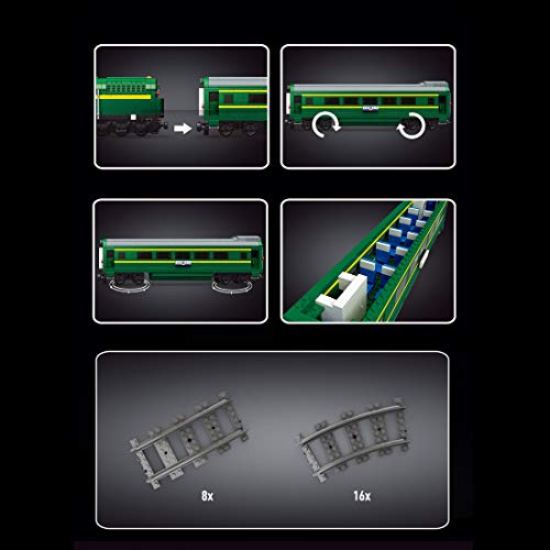xSuper Technik Zug Bausteine, 2.4G APP/RC Ferngesteuerter Verbrennungsmotor Zug mit Eisenbahn Schienen & Licht,2086… – Bild 5
