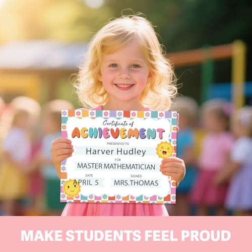 Doodlream 30 Buntes Gitter Randzertifikat für Die Erfolgreiche Teilnahme Anerkennungspapier 25 x 20 cm Blank Vorschule Kindergarten Graduierung Diplom Zertifikate Student Sport Aktivitäten Award