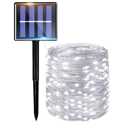 taiyongkang Guirlande lumineuse solaire d'extérieur - 17 m - 150 LED - Étanche IP65 - Avec 8 modes et automatique - Pour jardin, terrasse, balcon - Blanc