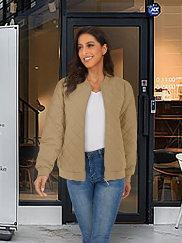 Tacvasen Quilted Jackets For Women Lightweight Long Sleeve Casual Bomber Jackets With Pockets Windbreaker Zip Up Short Padded Coats #TOP2