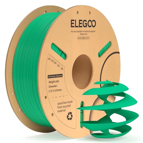 ELEGOO PLA+ Filament 1.75mm Sea Green 1KG, PLA Plus Tougher and Stronger 3D Printer Filament, Dimensional Accuracy +/- 0.02mm, 1kg Cardboard Spool(2.2lbs) Fits for Most FDM 3D Printers