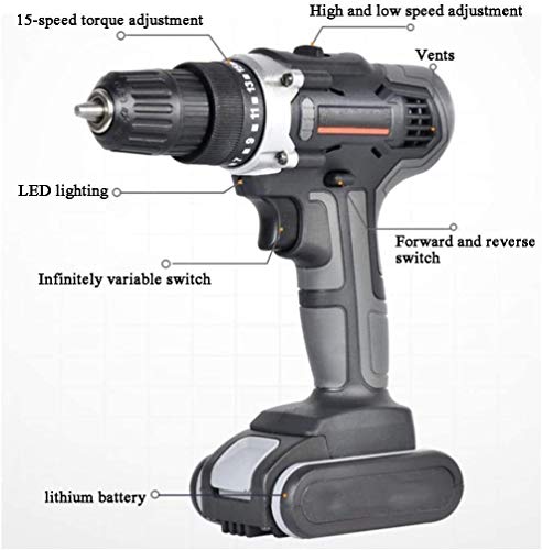 QHYXT Akkuschrauber, Elektroschrauber, verstellbare Position, wiederaufladbare Akku-Bohrmaschine, wiederaufladbare… – Bild 3