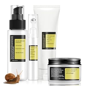 Advanced Snail Mucin Skincare Set For Teen Girls, Anti Wrinkle & Repair Face Skin Care Gift Set With Face Cleanser, Serum, Face Cream, Eye Cream, 4 PCS Peptides Snail Mucin Kit Travel Size For Women.